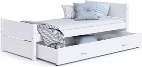 Łóżko dziecięce Modig 90x200 z szufladą białe/szare stelaż Flex