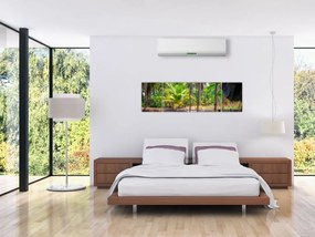 Obraz - Drewniana łódź na kanale, Tajlandia (170x50 cm)