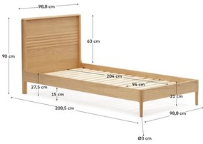 Łóżko z litego drewna dębowego ze stelażem 90x200 cm Lenon – Kave Home