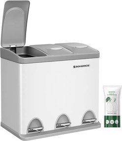 Kosz do segregacji odpadów SORT, 24l (3x8l), szara/biała SongmicsHome