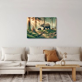 Obraz na szkle - Niedźwiedzie w lesie (70x50 cm)