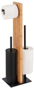 Stojak na papier toaletowy i szczotkę wc LESINA, 3w1, bambus, WENKO