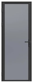 Drzwi kompletne dwustronne z aluminium i dymionego szkła hartowanego - wys. 204 x szer. 73 cm - Czarny - LOXTON