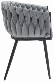 Jasnoszare krzesło do jadalni ORION VELVET z czarnymi nogami
