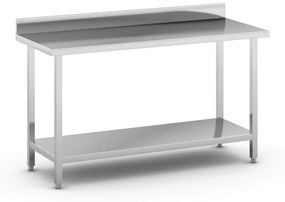 Stół roboczy ze stali nierdzewnej z półką i ogrodzeniem, 1500 x 600 x 850 mm