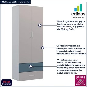 Dwudrzwiowa szafa z półkami i drążkiem kaszmir + niebieski A8-A19