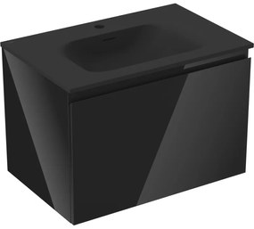 Mexen Orio szafka łazienkowa 70 cm z umywalką Vela, 1 szuflada, czarna połysk/czarna mat - 91A10-07047-1-BF70-W23M71