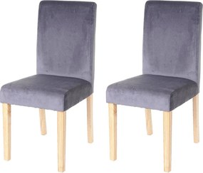 Aksamitne krzesło do jadalni Littau (zestaw 2 sztuk),  szary, jasne nogi