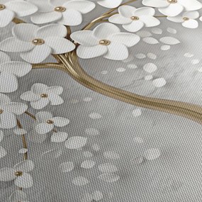 Obraz białego drzewa z kwiatami (170x50 cm)
