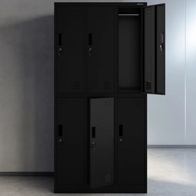Szafa socjalna 6-skrytkowa Igor 90x45x185 cm, czarna