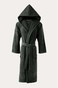 Unisex szlafrok STRIPE z kapturem M Antracyt