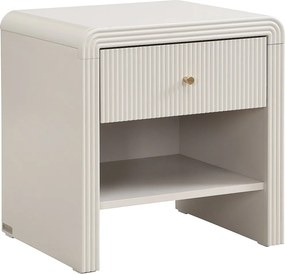 Zestaw 2 stolików nocnych z szufladą i wnęką - MDF - Beżowy i złoty - MIRENALO