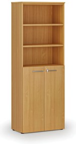 Szafa biurowa kombinowana PRIMA WOOD, drzwi na 3 poziomach, 800 x 420 x 2128 mm, buk