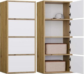 Komoda ALMA 4D | Dąb Artisan/Biel | 50x40x119 cm | 4 Półki