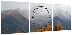 Obraz - Widok na grzbiety górskie (z zegarem) (90x30 cm)