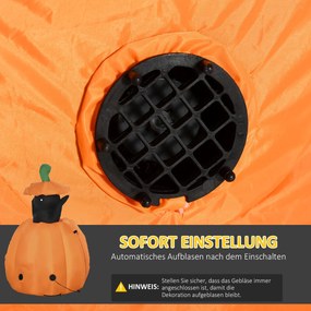 Outsunny Duch Dyni z Ruchomym Kotem Dekoracja Halloweenowa Nadmuchiwana z Oświetleniem LED 76 x 64 x 115cm