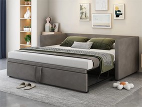 Łóżko dziecięce wysuwane 90/180 x 200 cm - aksamit - styl nowoczesny - szare