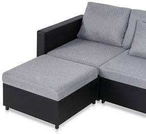 4-osobowa rozkładana czarna sofa z jasnoszarymi poduszkami - Umika 4Q