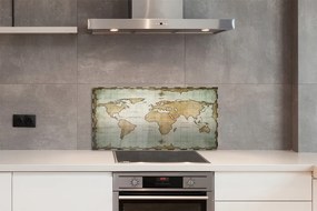 Szklany Panel Historyczna Mapa z Efektem Nadpalenia