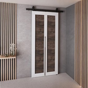 Drzwi Przesuwne QUDIO M1 Biały + Jesion Ciemny 70