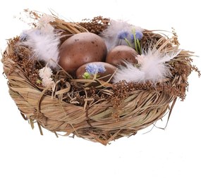 Dekoracje wielkanocne Jajka w gniazdku, brązowe,15 x 15 x 8 cm