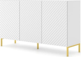 Komoda w stylu glamour biały mat + złote nóżki T8-E92