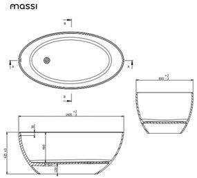 Zestaw KALMI z konglomeratu w kolorze szarym błyszczącym wanna wolnostojąca i umywalka wolnostojąca z konglomeratu