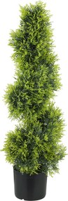 HOMCOM Sztuczny Cyprys 90cm Sztuczna Roślina w Spiralnej Formie, Sztuczne Rośliny w Doniczce, Nowoczesna Dekoracja