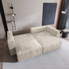 Masseno Narożnik NERIO z funkcją spania i pojemnikiem na pościel Narozniki L, Rozkładana sofa - Kremowy, TILIA 03
