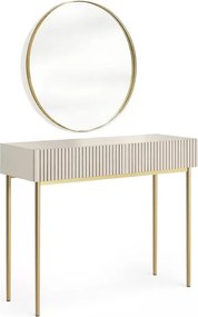 Toaletka Nicole ze złotym lustrem 80 cm - kaszmir / złote nóżki