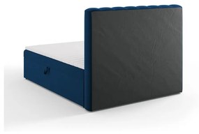 Ciemnoniebieskie łóżko boxspring ze schowkiem 160x200 cm Gina – Milo Casa