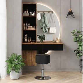 Stół do toalety dąb/czarny 100x40x155 melora