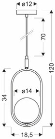 Czarna lampa wisząca z grafitowym kloszem - M083-Indgam