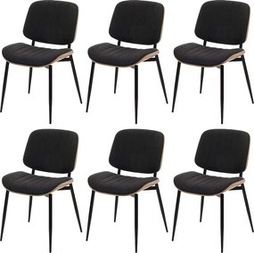 Krzesło do jadalni MCW-O44 (zestaw 6 sztuk), naturalne, ciemnoszare