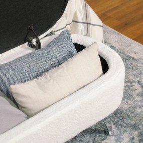 HOMCOM Ławka pikowana z miejscem do przechowywania, pokrywą i metalowymi nogami do salonu, sypialni, przedpokoju, Biała