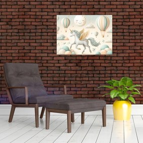 Obraz na szkle - Szczęśliwy jednorożec (70x50 cm)