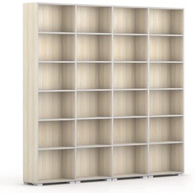 Biblioteka SILVER LINE, 4 kolumny, 2230 x 2400 x 400 mm, dąb naturalny