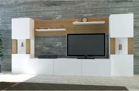 Ściana telewizyjna Lore White and Teak