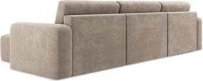 Beżowy rozkładany/ze schowkiem narożnik z tkaniny szenilowej (w kształcie litery U) Kona – Makamii