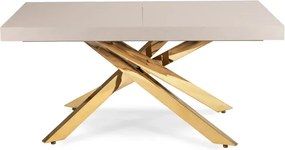 Stół Prostokątny Rozkładany HAMPTON 160-240 cm Kaszmir/Złoty do Jadalni Glamour