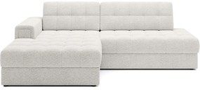 Kremowy rozkładany narożnik z materiału bouclé (lewostronny/z szezlongiem) Blezalt – ELTAP