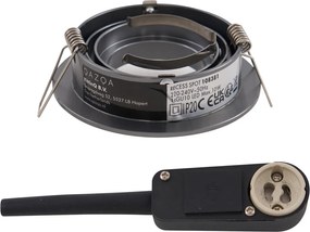 Zestaw 6 nowoczesnych reflektorów wpuszczanych Gunmetal GU10 50mm okrągłe z regulacją - Rondoo