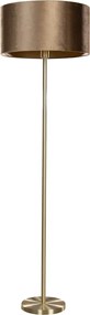 Lampa podłogowa mosiężna z welurowym abażurem w kolorze brązu 50 cm - Simplo