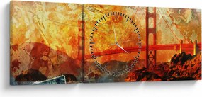 Obraz - Golden Gate, San Francisco, Kalifornia (z zegarem) (90x30 cm)