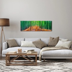 Obraz - Japoński las bambusowy (z zegarem) (90x30 cm)