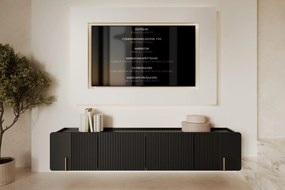 Szafka RTV Malmi 200 cm wisząca - czarny mat / złoty