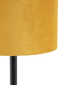 Lampa stołowa czarna klosz welurowy ochra-złoty 25cm - Simplo Nowoczesny Oswietlenie wewnetrzne