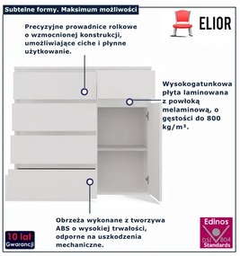 Biała nowoczesna komoda z szufladami i półkami 100cm B4-D90