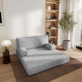 Masseno Sofa piankowa LADIA z funkcją spania, Kanapa z pianki do salonu, Bezmontażowa, Tkanina sztruksowa – Jasnoszary POSO 55