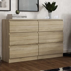 Komoda ALLEGRA 120 cm do Salonu Sypialni 6 Szuflad Dąb sonoma